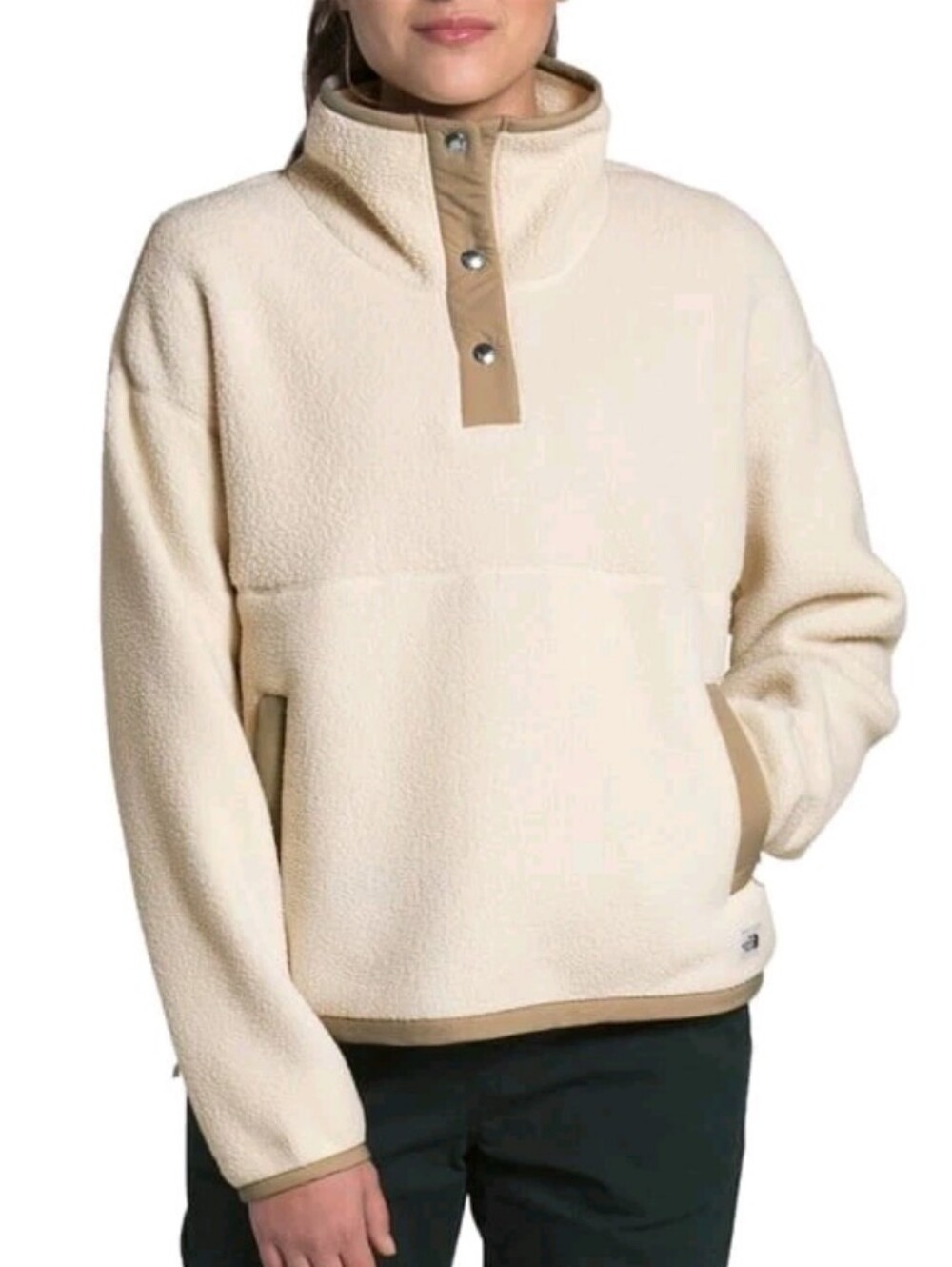 The North Face Cragmont Fleece 1/4 Snap Quarter Sweatshirt Pullover Cream Tan M